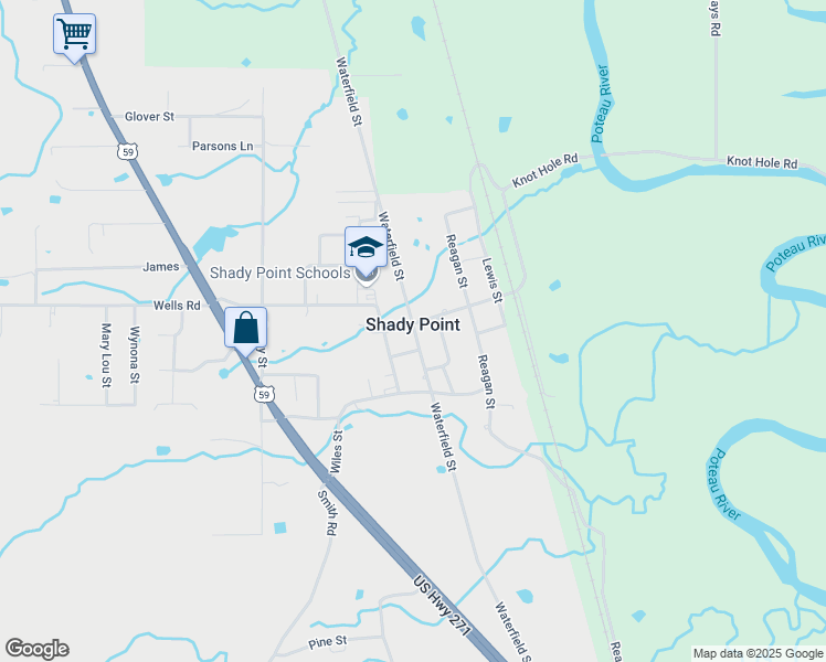 map of restaurants, bars, coffee shops, grocery stores, and more near in Shady Point