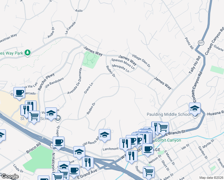 map of restaurants, bars, coffee shops, grocery stores, and more near 433 Emerald Bay Drive in Arroyo Grande