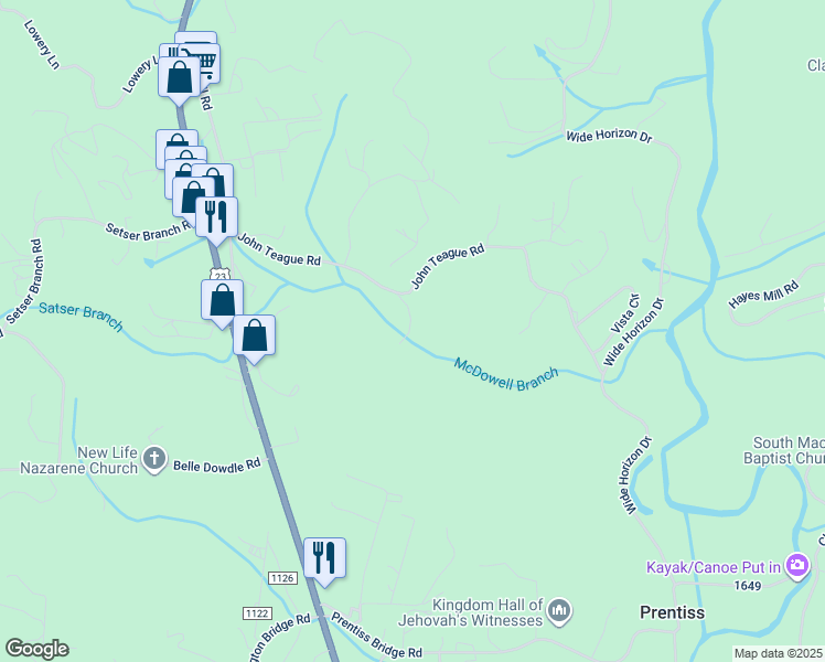 map of restaurants, bars, coffee shops, grocery stores, and more near 403 John Teague Rd in Franklin