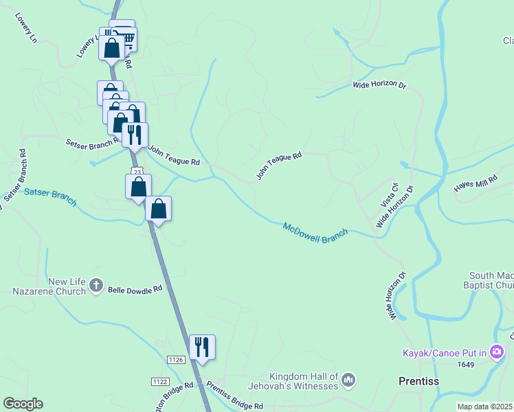 map of restaurants, bars, coffee shops, grocery stores, and more near 403 John Teague Rd in Franklin
