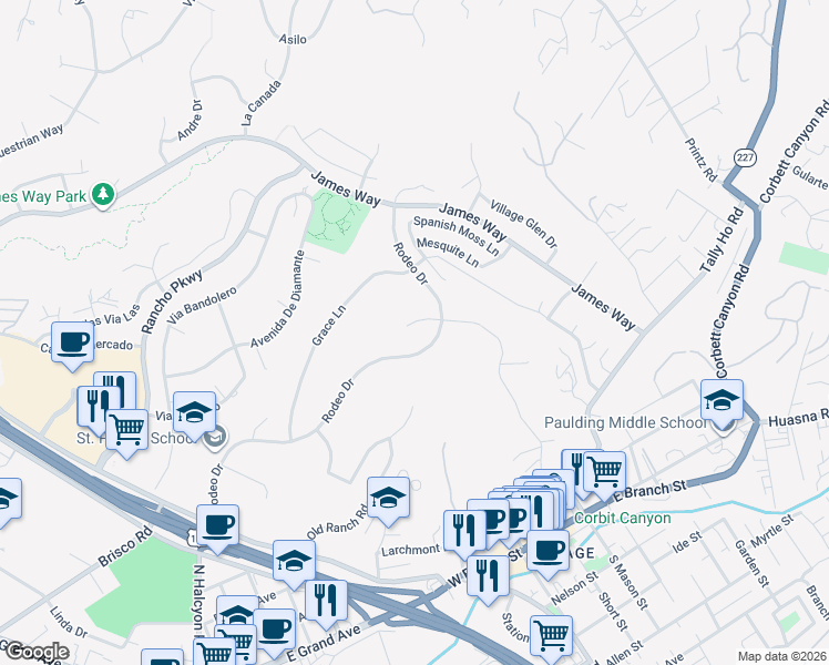 map of restaurants, bars, coffee shops, grocery stores, and more near 433 Emerald Bay Drive in Arroyo Grande