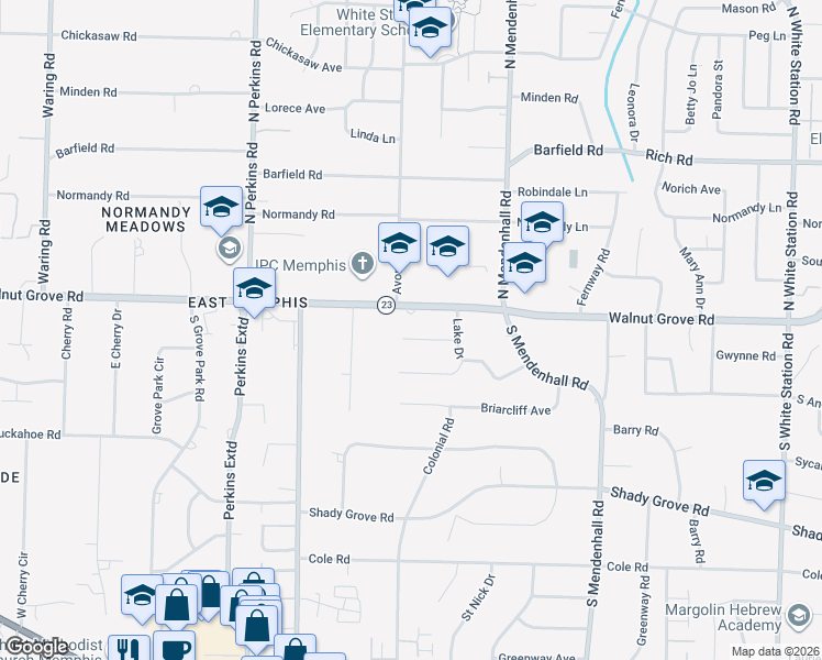map of restaurants, bars, coffee shops, grocery stores, and more near 4784 Fleetgrove Avenue in Memphis