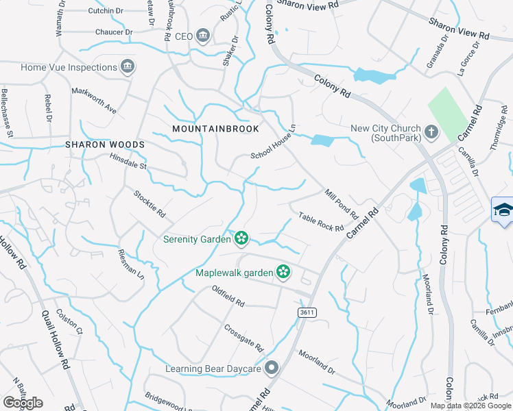 map of restaurants, bars, coffee shops, grocery stores, and more near 3232 Johnny Cake Lane in Charlotte