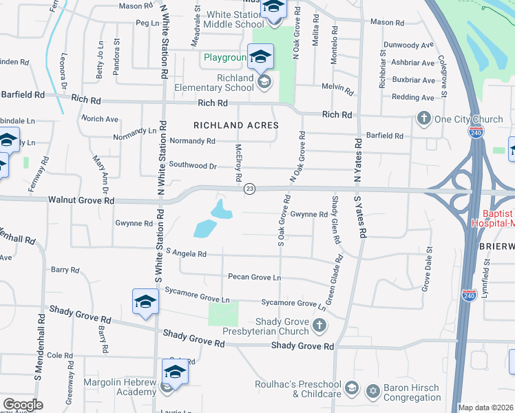 map of restaurants, bars, coffee shops, grocery stores, and more near 5416 Gwynne Road in Memphis