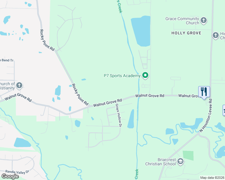 map of restaurants, bars, coffee shops, grocery stores, and more near 9582-9640 Walnut Grove Road in Shelby County
