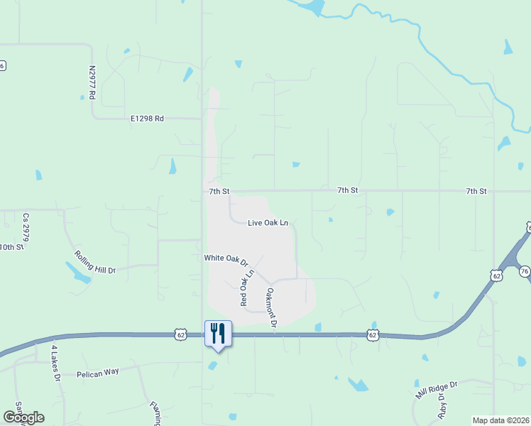 map of restaurants, bars, coffee shops, grocery stores, and more near 856 Live Oak Lane in Blanchard