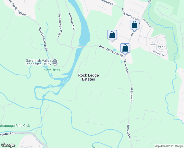 map of restaurants, bars, coffee shops, grocery stores, and more near 7123 Tenderfoot Trail in Ooltewah