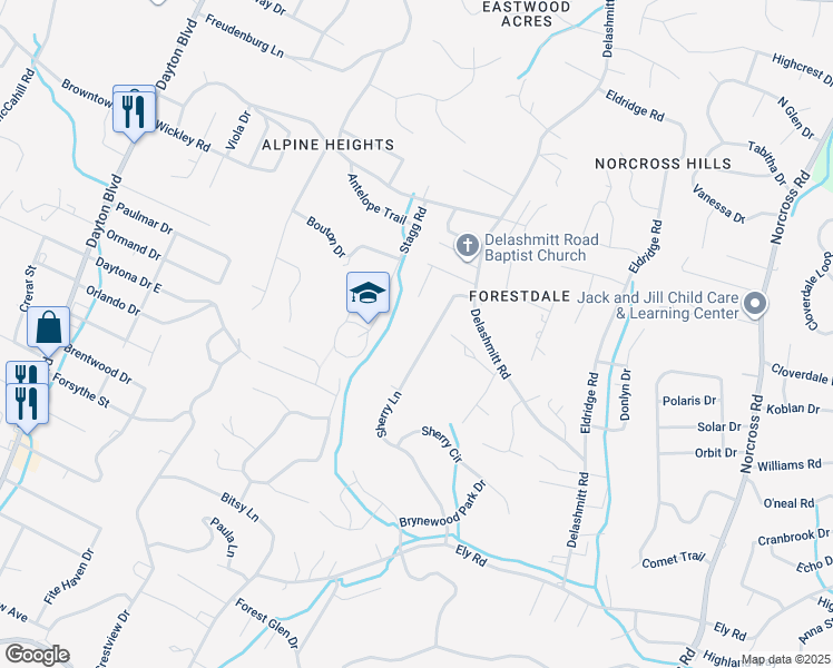 map of restaurants, bars, coffee shops, grocery stores, and more near 4639 Sherry Lane in Red Bank