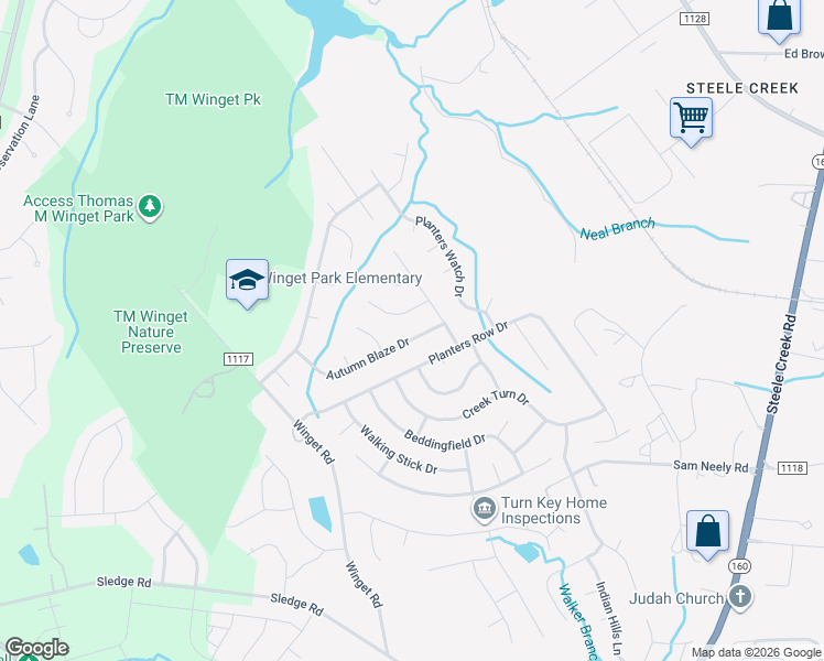 map of restaurants, bars, coffee shops, grocery stores, and more near 12526 Autumn Blaze Drive in Charlotte