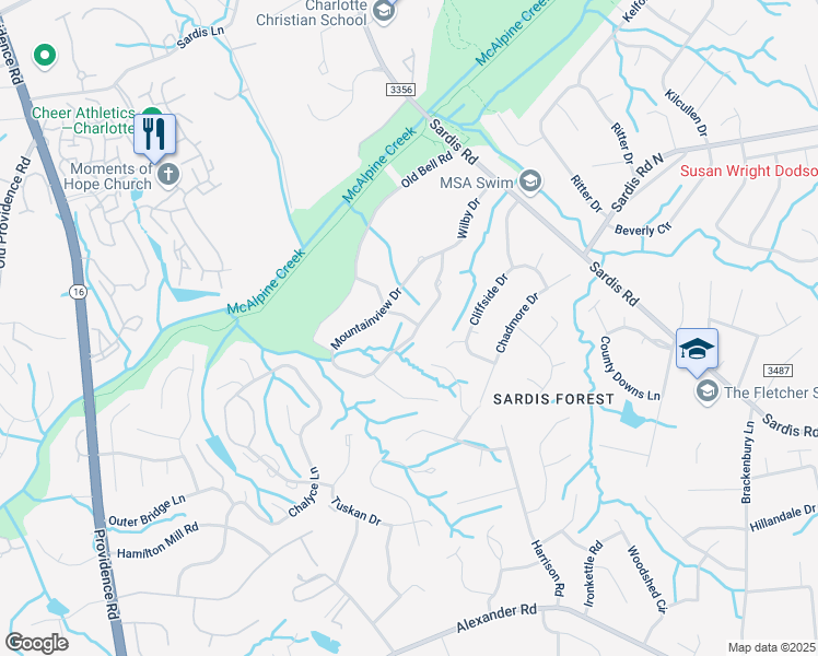 map of restaurants, bars, coffee shops, grocery stores, and more near 508 Wilby Drive in Charlotte