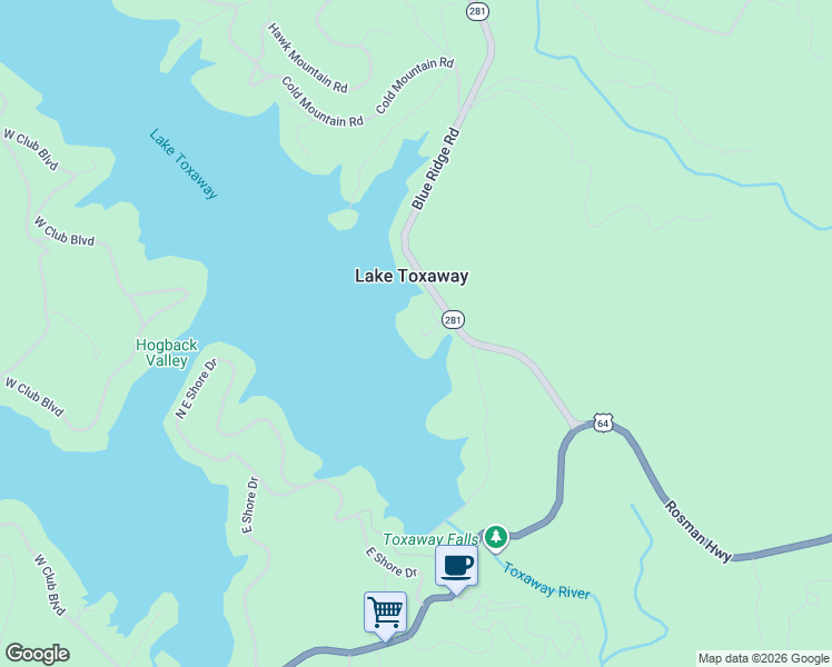 map of restaurants, bars, coffee shops, grocery stores, and more near 426 Maple Street in Lake Toxaway