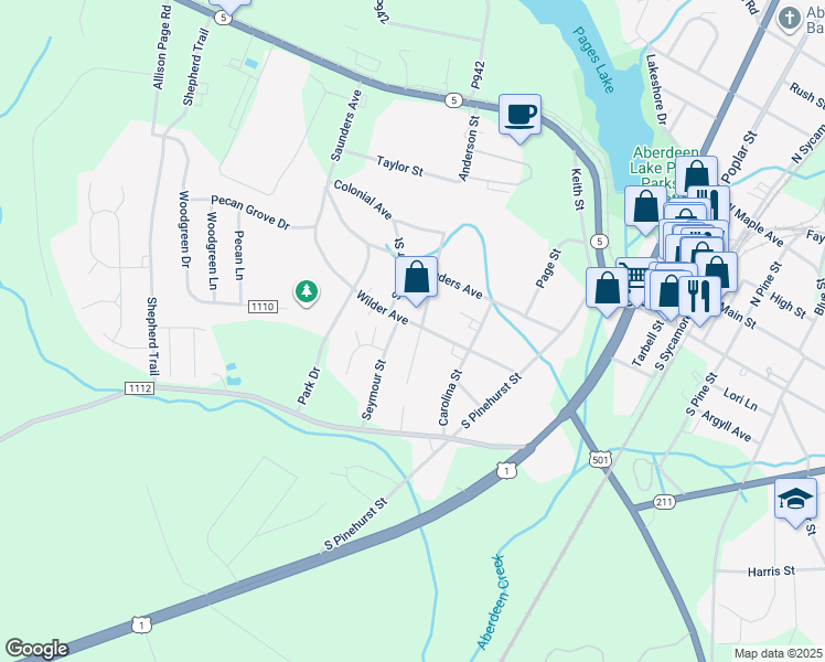 map of restaurants, bars, coffee shops, grocery stores, and more near 500 Sanborn Street in Aberdeen