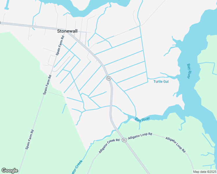 map of restaurants, bars, coffee shops, grocery stores, and more near 16958 North Carolina 55 in Bayboro