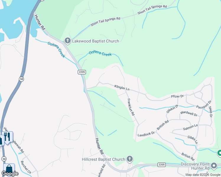 map of restaurants, bars, coffee shops, grocery stores, and more near 7177 Klingler Lane in Ooltewah