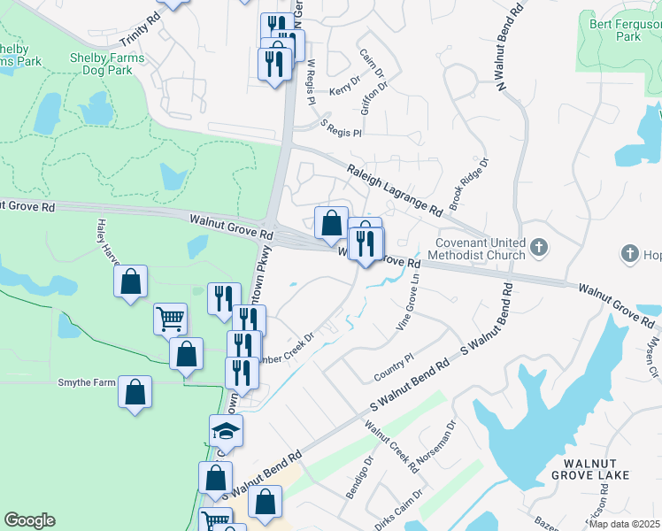 map of restaurants, bars, coffee shops, grocery stores, and more near 51 Germantown Court in Memphis