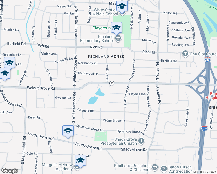 map of restaurants, bars, coffee shops, grocery stores, and more near 5386 Gwynne Road in Memphis