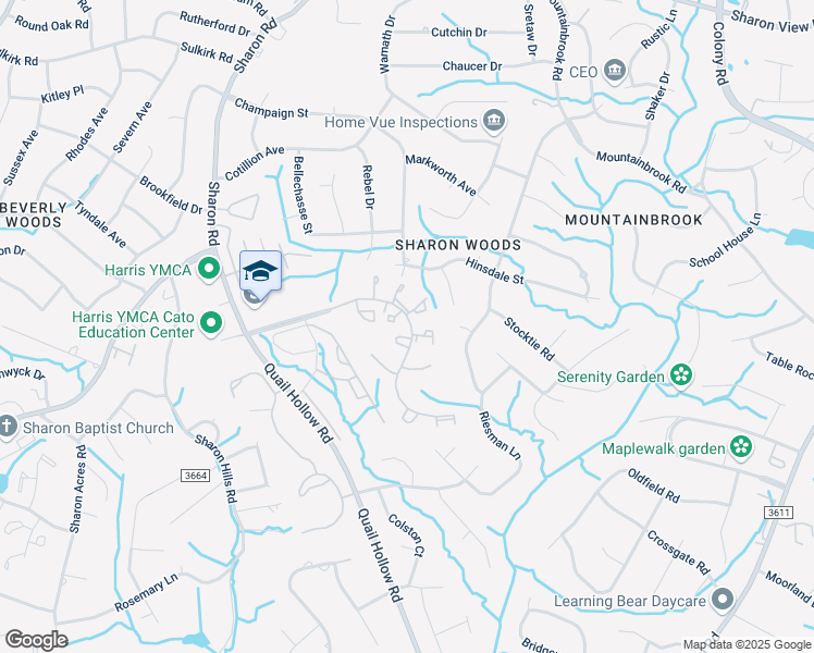 map of restaurants, bars, coffee shops, grocery stores, and more near 3133 Heathstead Place in Charlotte