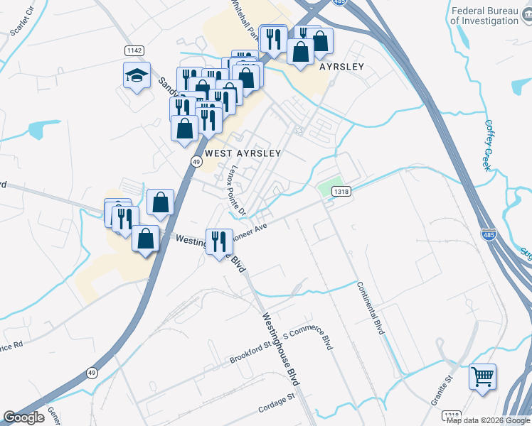 map of restaurants, bars, coffee shops, grocery stores, and more near 7753 Jackson Pond Drive in Charlotte