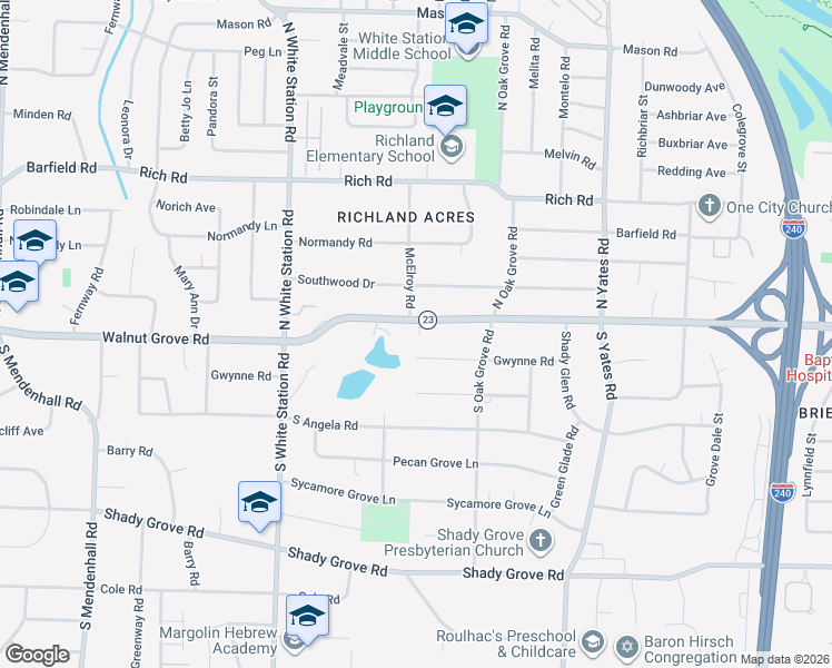 map of restaurants, bars, coffee shops, grocery stores, and more near 5386 Gwynne Road in Memphis