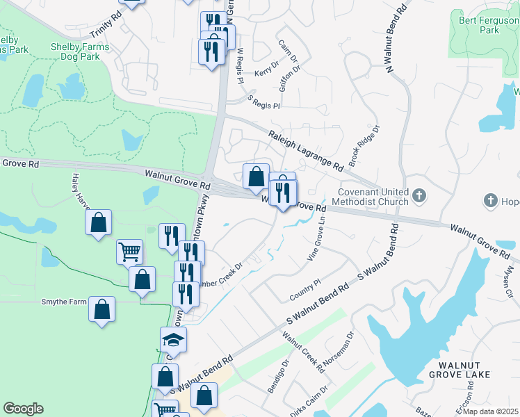 map of restaurants, bars, coffee shops, grocery stores, and more near 51 Germantown Court in Memphis