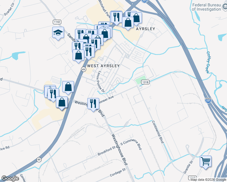map of restaurants, bars, coffee shops, grocery stores, and more near 7753 Jackson Pond Drive in Charlotte
