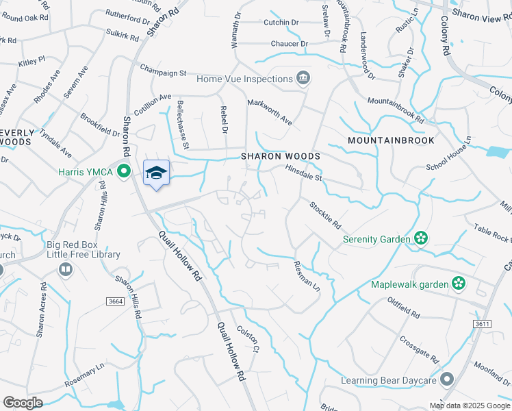 map of restaurants, bars, coffee shops, grocery stores, and more near 3188 Heathstead Place in Charlotte