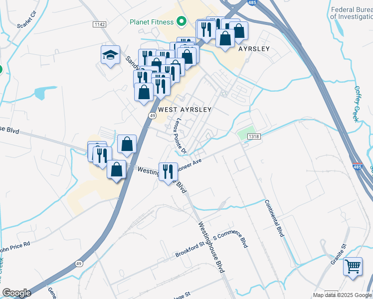 map of restaurants, bars, coffee shops, grocery stores, and more near 10028 Kings Parade Boulevard in Charlotte