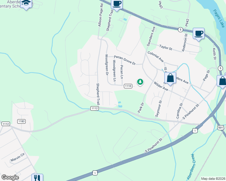 map of restaurants, bars, coffee shops, grocery stores, and more near 235 Woodgreen Lane in Aberdeen