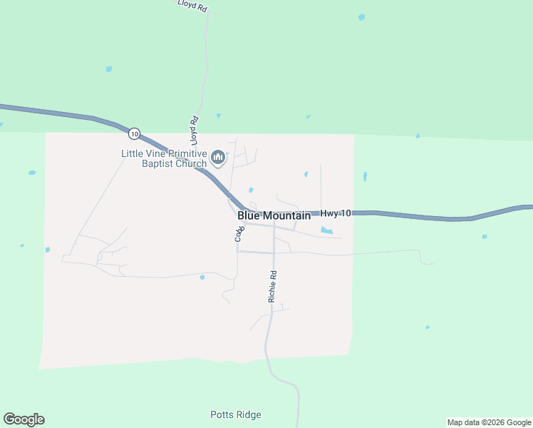 map of restaurants, bars, coffee shops, grocery stores, and more near Arkansas 10 in Blue Mountain