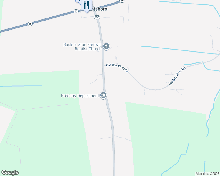 map of restaurants, bars, coffee shops, grocery stores, and more near 685 North Carolina 306 in Grantsboro