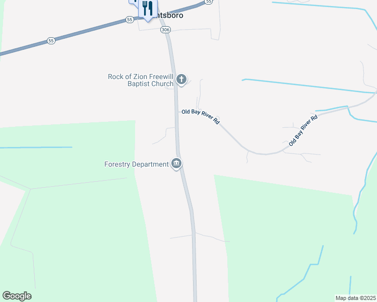 map of restaurants, bars, coffee shops, grocery stores, and more near 685 North Carolina 306 in Grantsboro