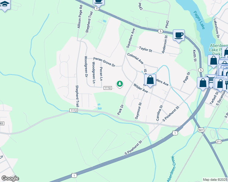 map of restaurants, bars, coffee shops, grocery stores, and more near 485 Woodgreen Drive in Aberdeen