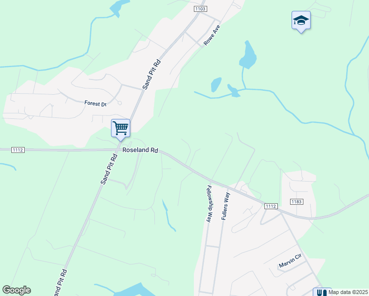 map of restaurants, bars, coffee shops, grocery stores, and more near 1212 Roseland Road in Aberdeen