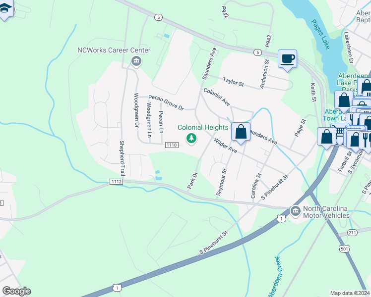 map of restaurants, bars, coffee shops, grocery stores, and more near 485 Woodgreen Drive in Aberdeen
