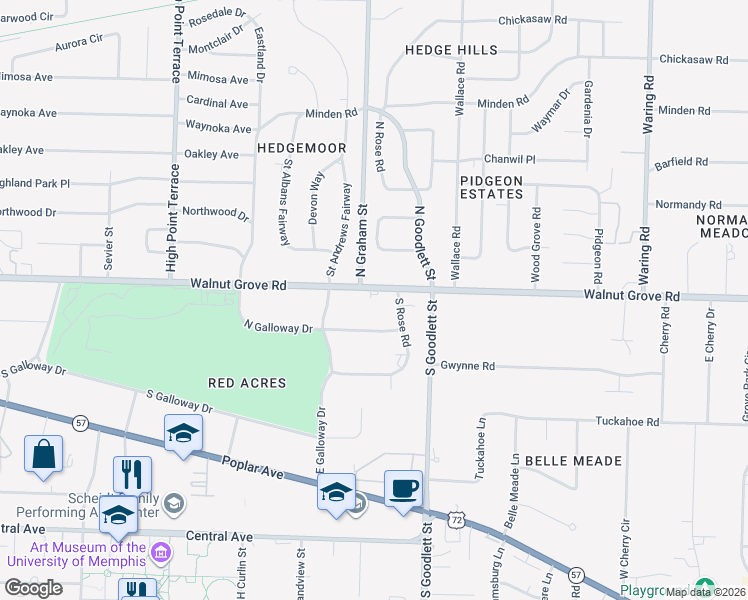 map of restaurants, bars, coffee shops, grocery stores, and more near 4009 Tennessee 23 in Memphis