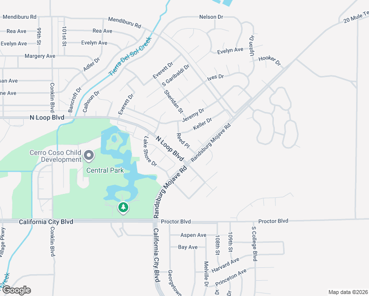 map of restaurants, bars, coffee shops, grocery stores, and more near 21411 Reed Place in California City