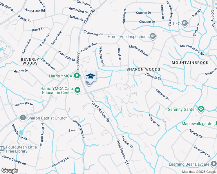 map of restaurants, bars, coffee shops, grocery stores, and more near 3013 Heathstead Place in Charlotte