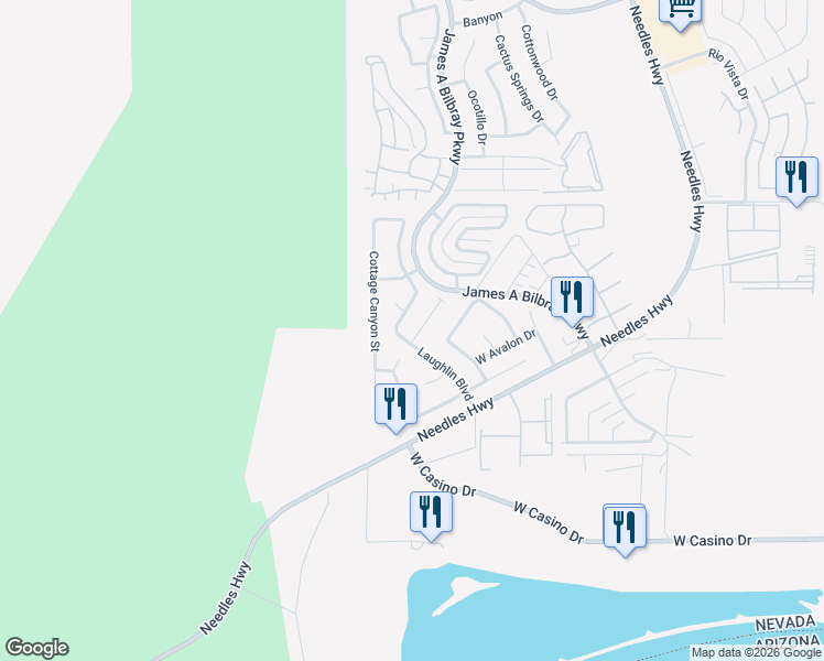 map of restaurants, bars, coffee shops, grocery stores, and more near 3637 Cottage Stream Court in Laughlin