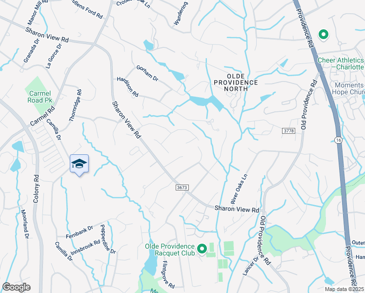map of restaurants, bars, coffee shops, grocery stores, and more near 2201 Delpond Lane in Charlotte