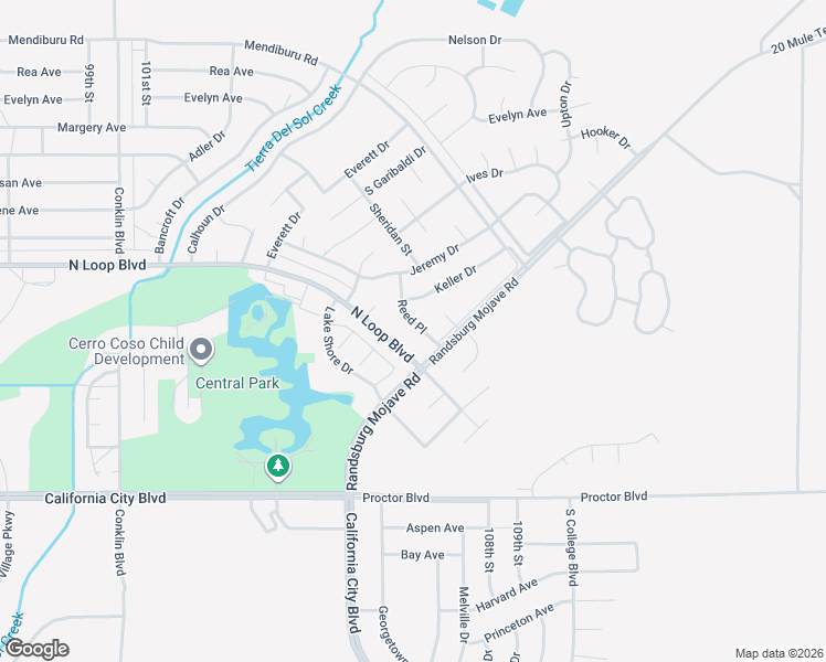 map of restaurants, bars, coffee shops, grocery stores, and more near 21401 Reed Place in California City