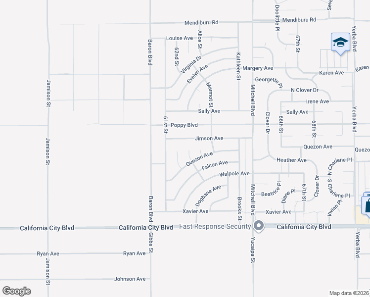 map of restaurants, bars, coffee shops, grocery stores, and more near in California City