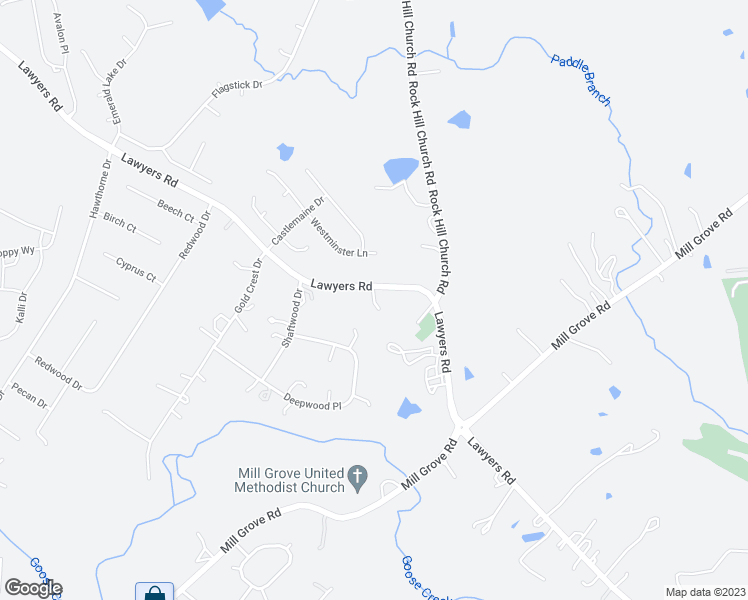 map of restaurants, bars, coffee shops, grocery stores, and more near Gold Dust Lane in Indian Trail
