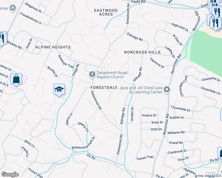 map of restaurants, bars, coffee shops, grocery stores, and more near 631 Montgomery Road in Chattanooga
