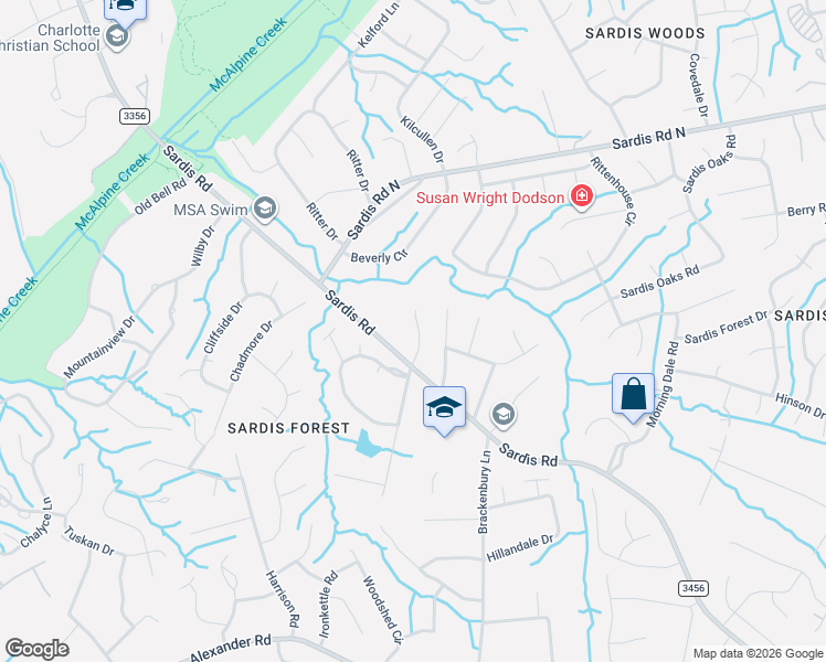 map of restaurants, bars, coffee shops, grocery stores, and more near in Charlotte