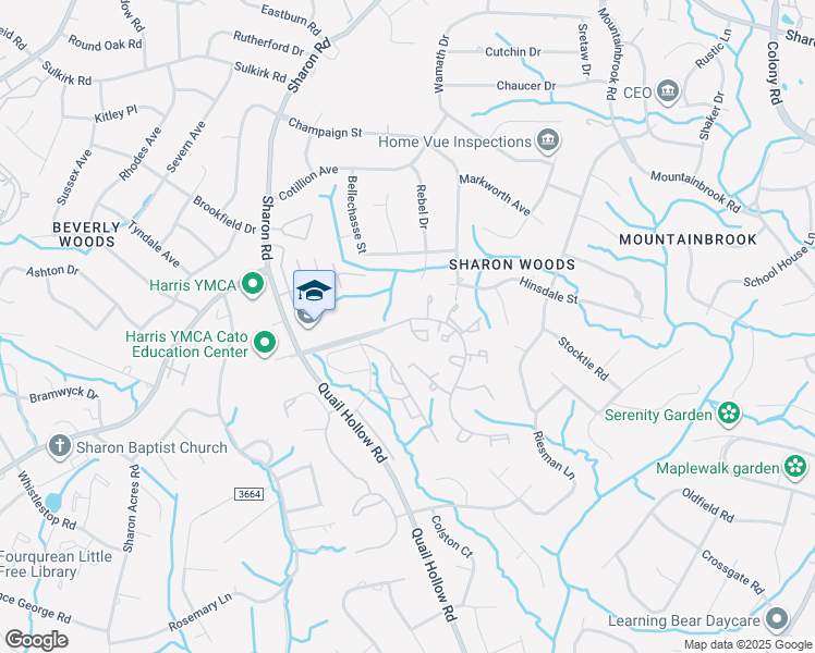 map of restaurants, bars, coffee shops, grocery stores, and more near 3364 Heathstead Place in Charlotte