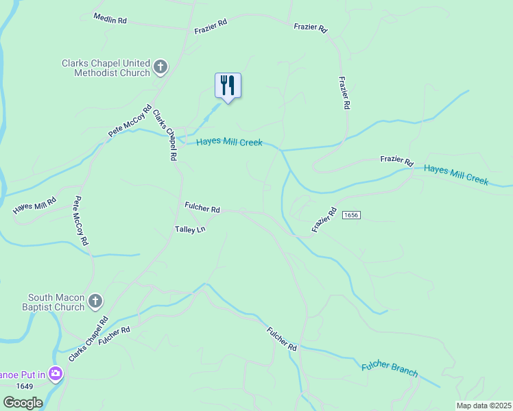 map of restaurants, bars, coffee shops, grocery stores, and more near 2165 Frazier Road in Franklin