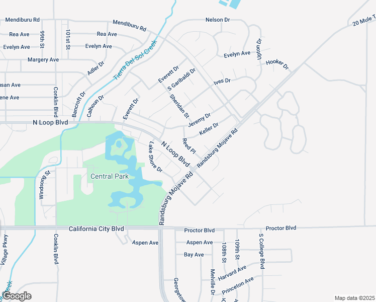 map of restaurants, bars, coffee shops, grocery stores, and more near 21411 Reed Place in California City
