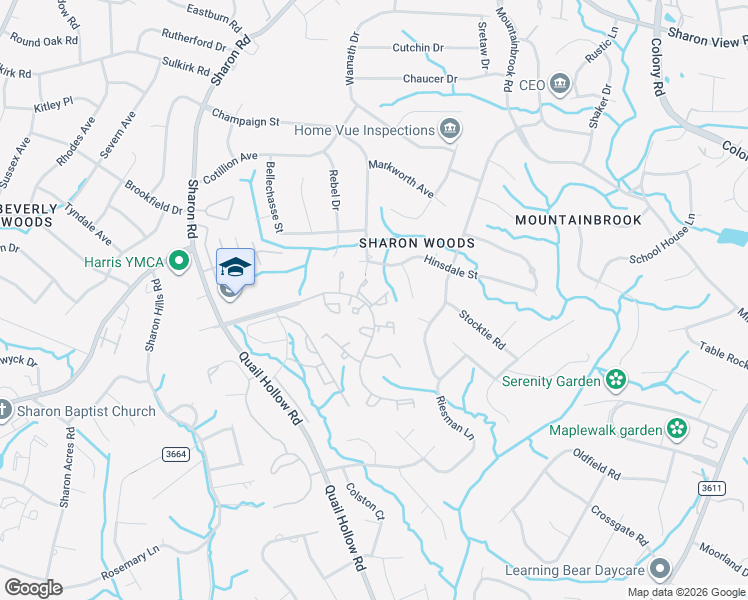 map of restaurants, bars, coffee shops, grocery stores, and more near 3212 Heathstead Place in Charlotte