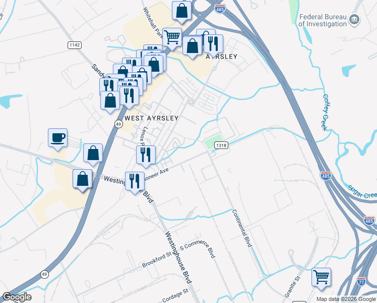 map of restaurants, bars, coffee shops, grocery stores, and more near 7541 Jackson Pond Drive in Charlotte