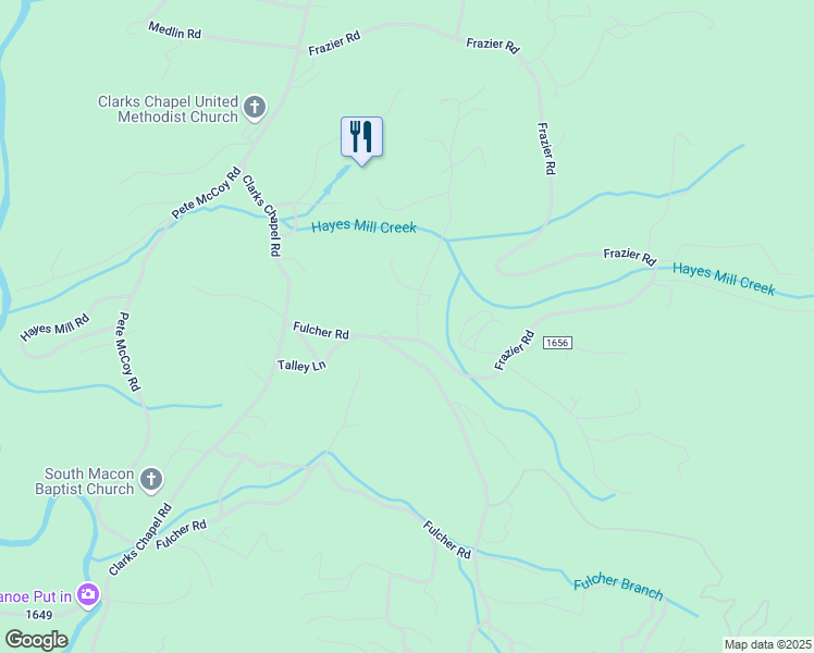 map of restaurants, bars, coffee shops, grocery stores, and more near 2165 Frazier Road in Franklin